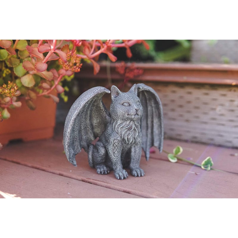 Top Collection Medieval Gargoyle Statue with Celtic Infinity Knot Tattoo - Hand Painted Winged Cat Sculpture with Stone Finish Look- 5-Inch Collectible Gothic Fantasy Figurine - Image 5